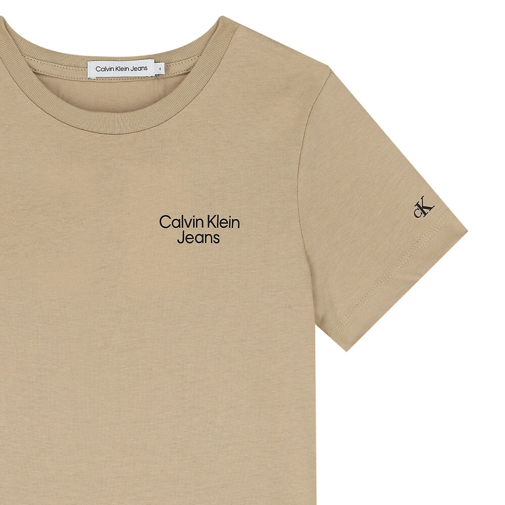 Calvin Klein Boys Beige Logo Couture | USA Junior T-Shirt