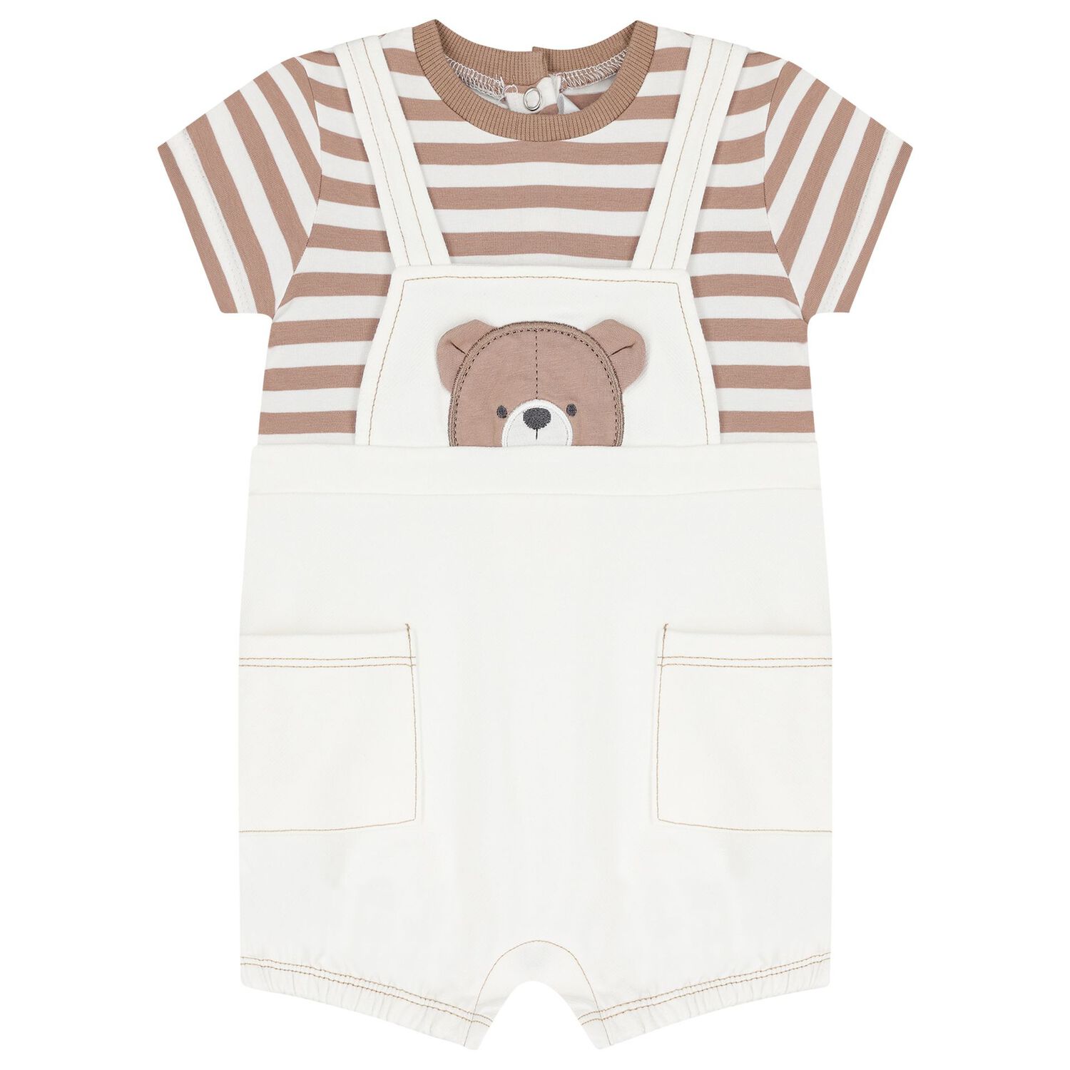 Baby Boys Ivory Bear Romper & Hat Set, 2, hi-res