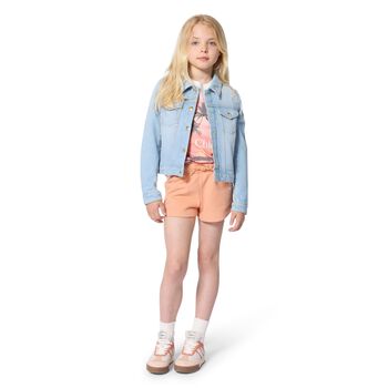 Girls Mini Me Orange Logo Shorts