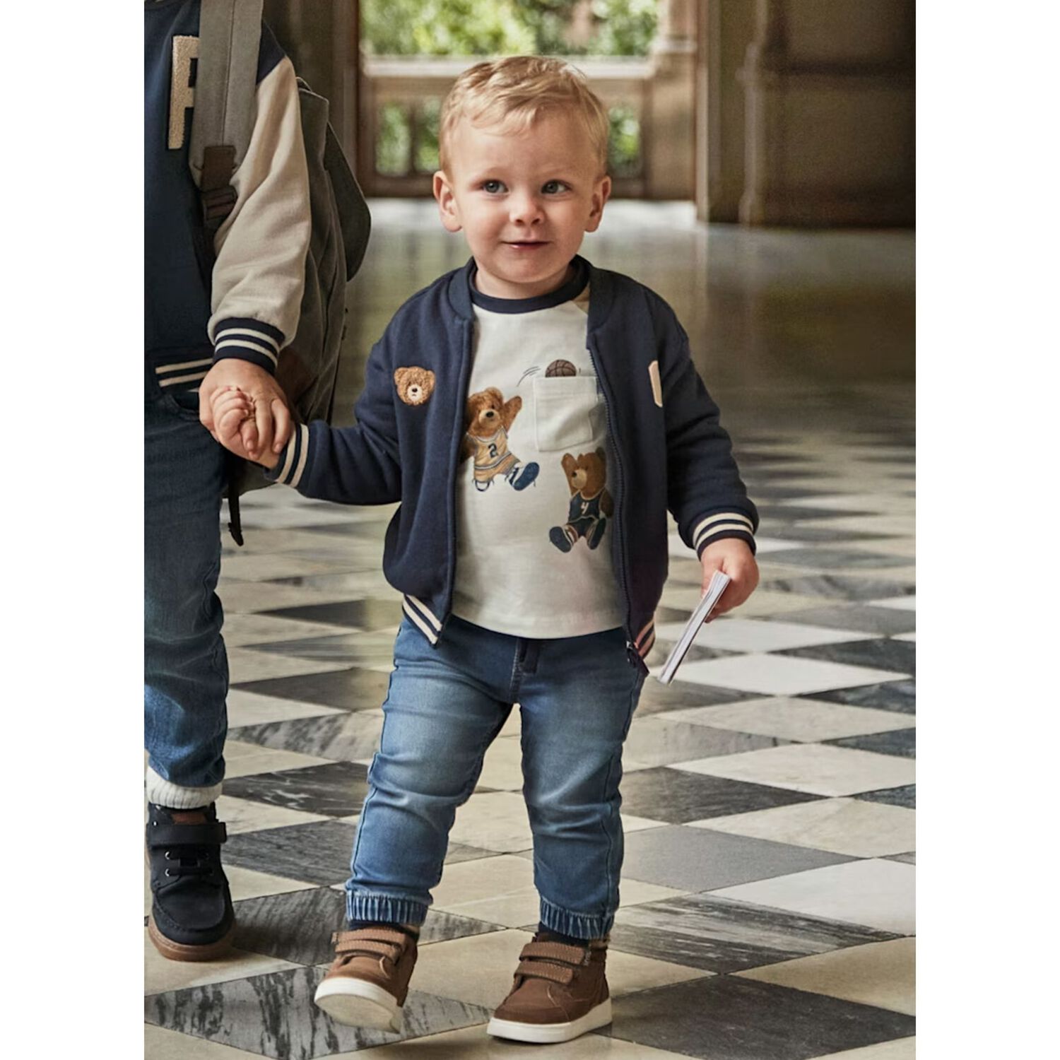 Younger Boys Blue Denim Joggers, 1, hi-res