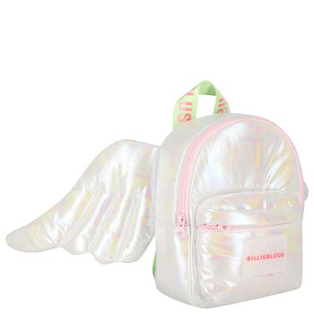 Girls Silver Iridescent Logo Backpack