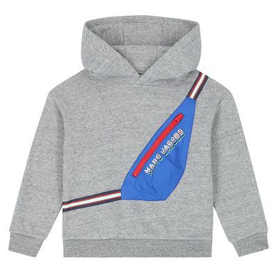 Boys Grey Bag Logo Hooded Sweatshirt