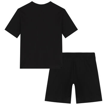 Boys Black Logo Shorts Set