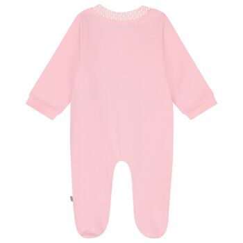 Baby Girls Pink Teddy Bear Logo Babygrow