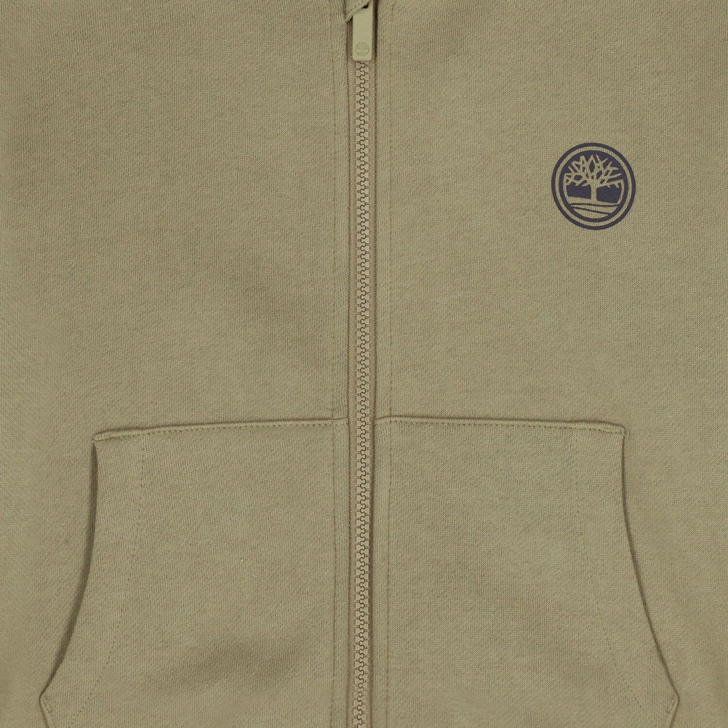 Boys Beige Logo Hooded Zip Up Top , 1, hi-res