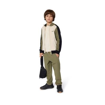 Boys Ivory, Green & Black Logo Hooded Zip Up Top