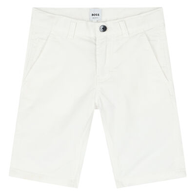 Boys White Bermuda Shorts