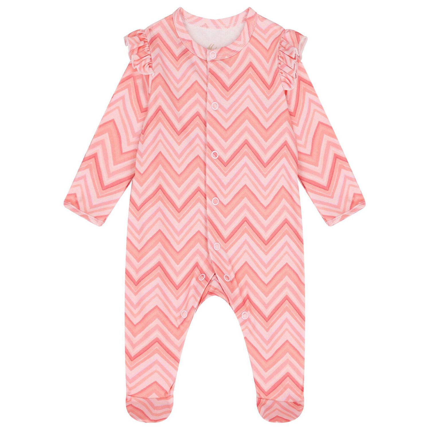 Baby Girls Pink Zig Zag Babygrow Set , 1, hi-res