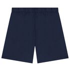 Boys White & Navy Blue Logo Shorts Set, 1, hi-res