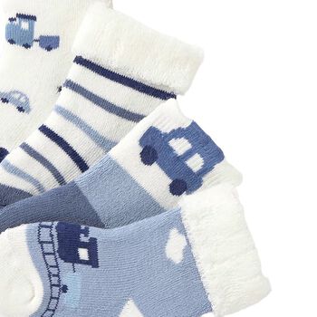 Baby Boys Ivory & Blue Socks (4 Pack)