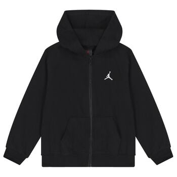 Black Jordan Logo Hooded Zip Up Top
