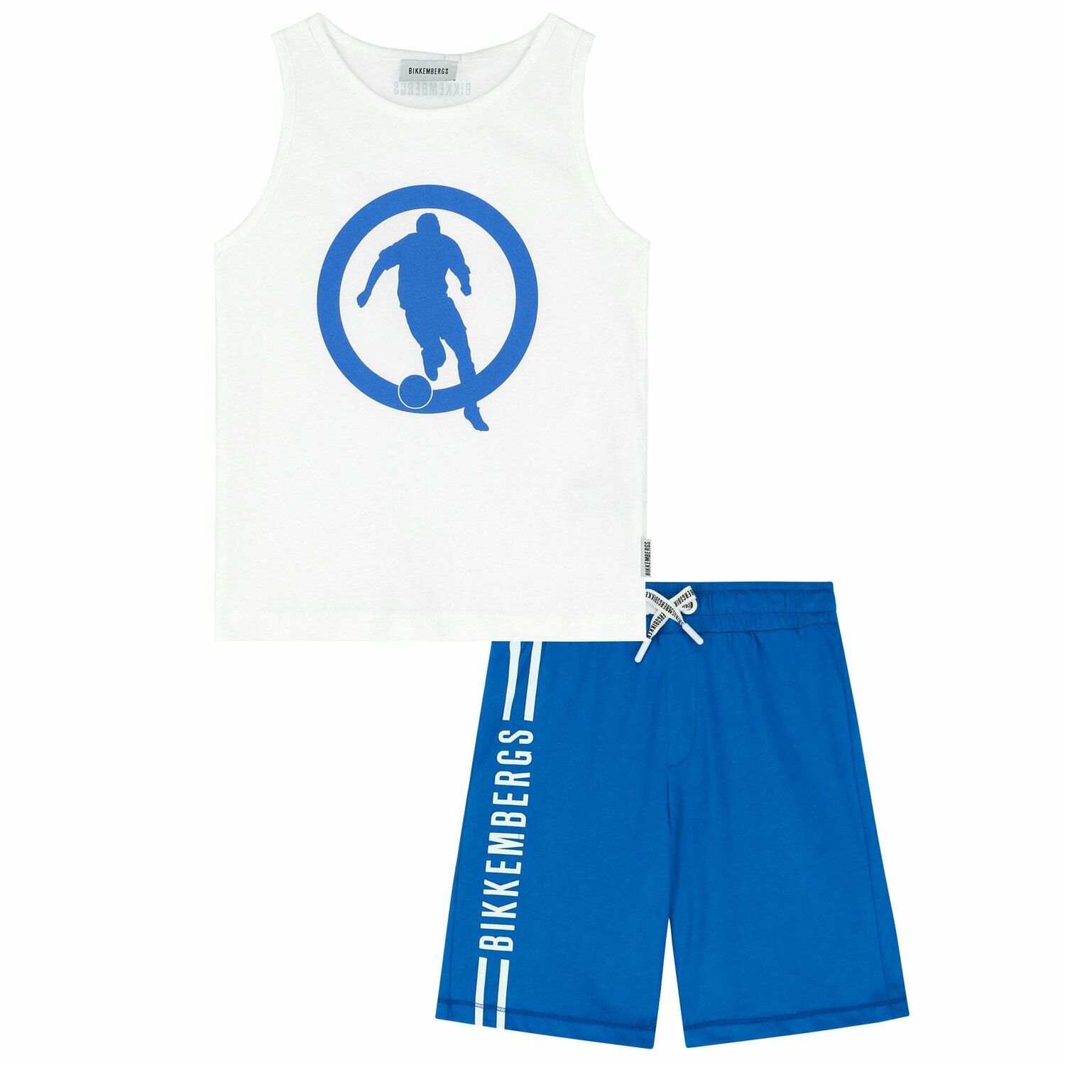 Boys White & Blue Logo Shorts Set, 1, hi-res image number null