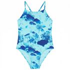 Girls Blue Coral Logo Swimsuit , 1, hi-res