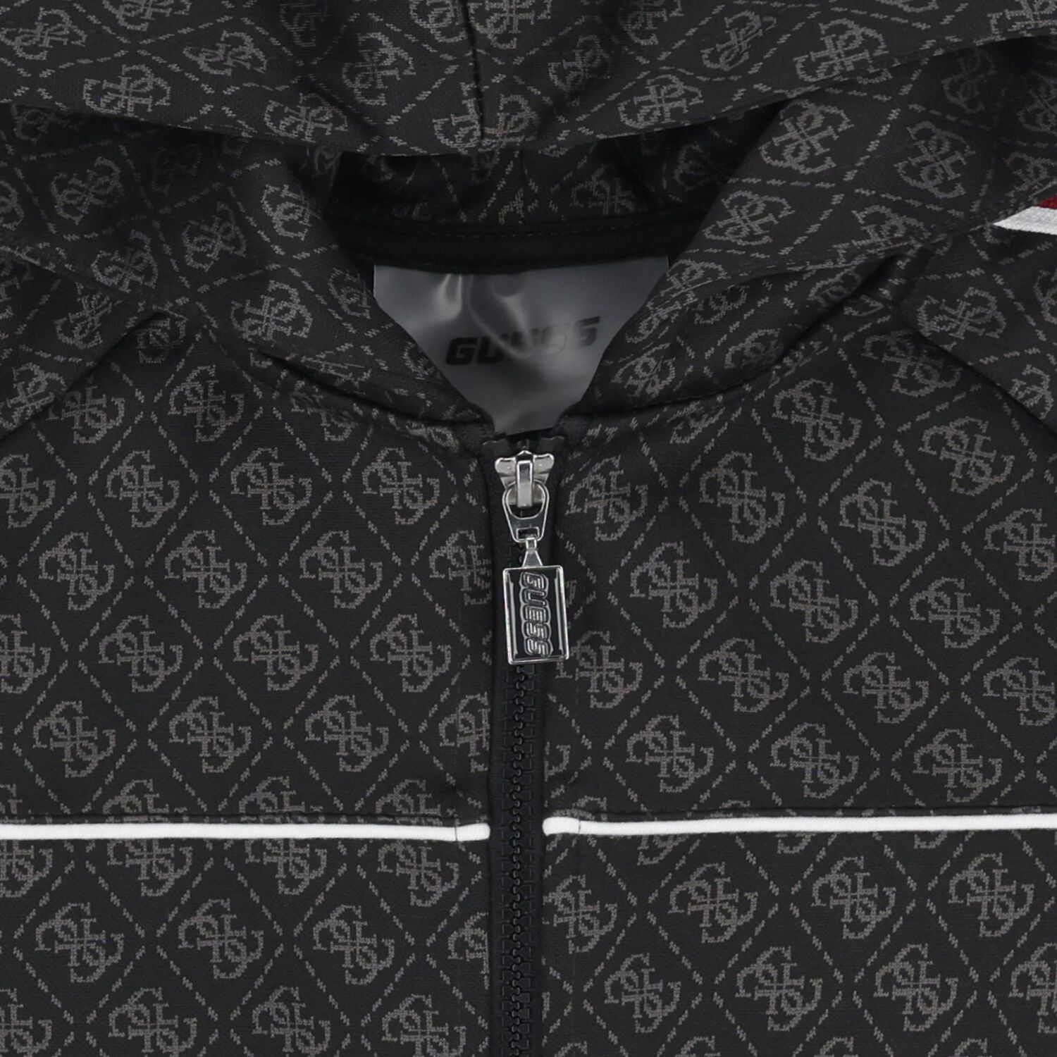 Boys Black Logo Hooded Zip Up Top, 1, hi-res image number null