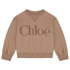 Girls Beige Logo Sweatshirt, 1, hi-res