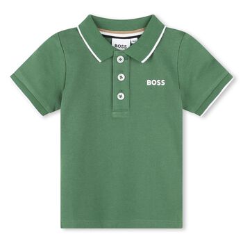 Younger Boys Green Logo Polo Shirt