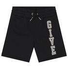 Boys Black Logo Shorts, 1, hi-res