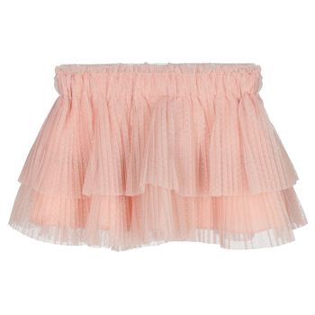 Younger Girls Pink Pleated Tulle Skirt