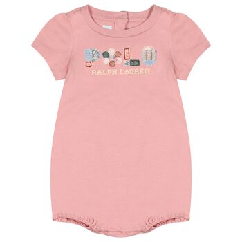 Baby Girls Pink Logo Romper