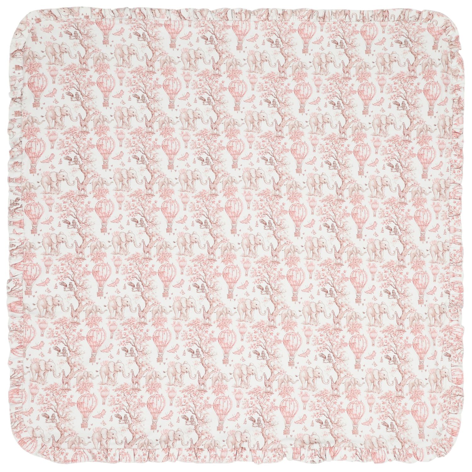 Baby Girls White & Pink Africa Blanket, 1, hi-res