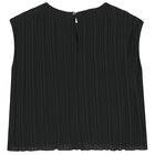 Girls Black Pleated Top, 2, hi-res