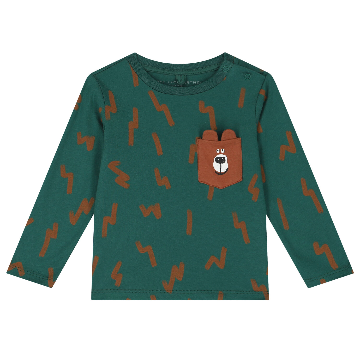 Younger Boys Green Bear Long Sleeve Top, 1, hi-res