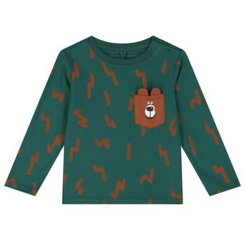 Younger Boys Green Bear Long Sleeve Top