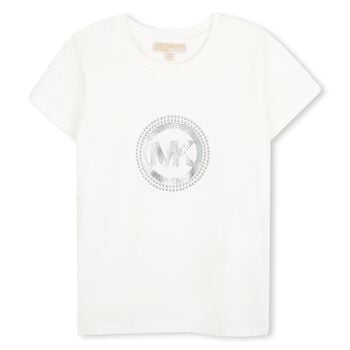 Girls Ivory Embellished Logo T-Shirt