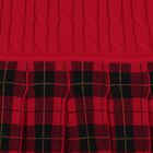 Girls Red Cable Knit & Tartan Dress, 1, hi-res