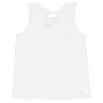 Girls White Logo Sleeveless Top