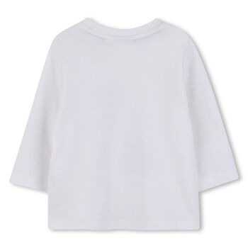 Younger Boys White Logo Long Sleeve Top