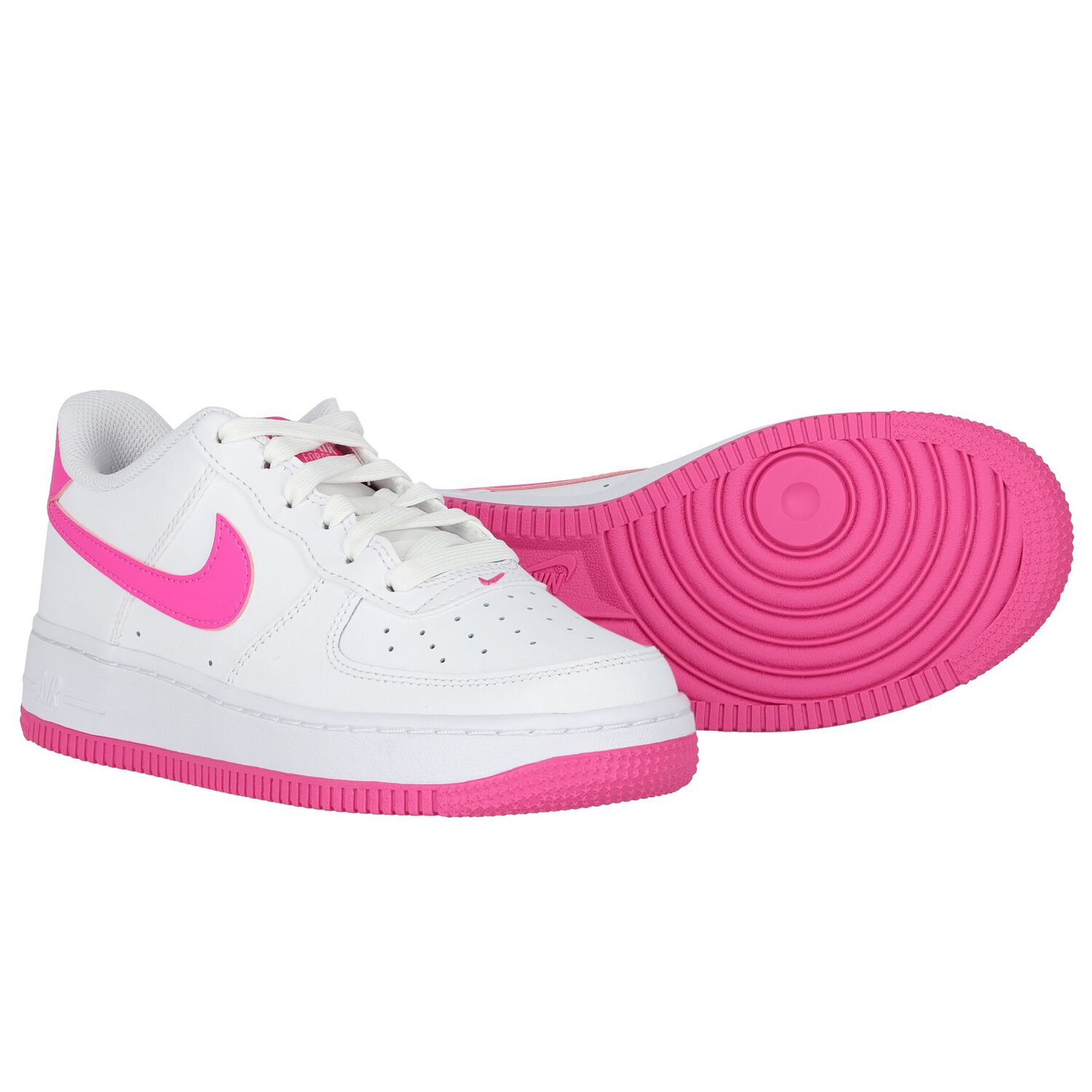 Girls White & Pink Air Force 1 Trainers, 2, hi-res image number null