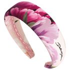 Girls Pink Peony Headband, 1, hi-res