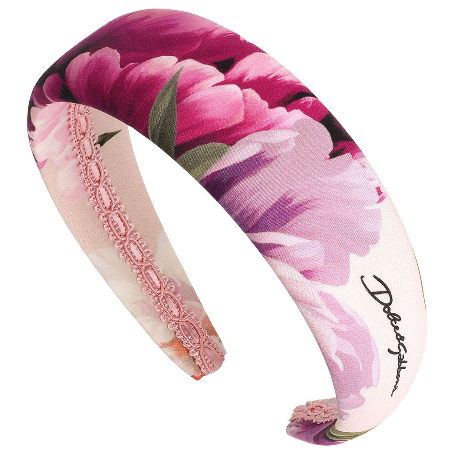 Girls Pink Peony Headband, 1, hi-res