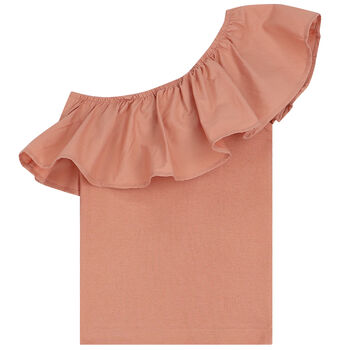 Girls Beige Ruffle Top