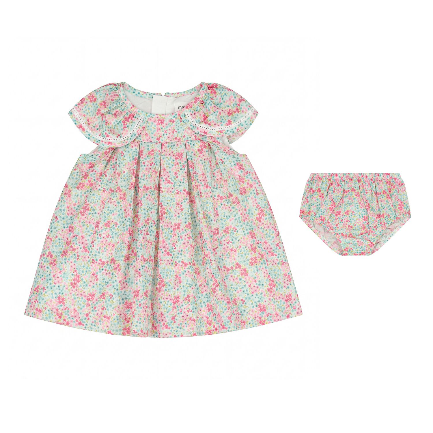 Baby Girls Green & Red Floral Dress Set, 2, hi-res