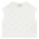 Girls Ivory & Gold Logo Top, 2, hi-res