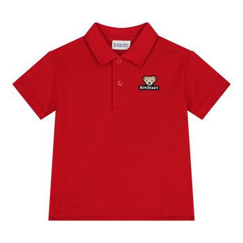 Younger Boys Red Teddy Bear Polo Shirt
