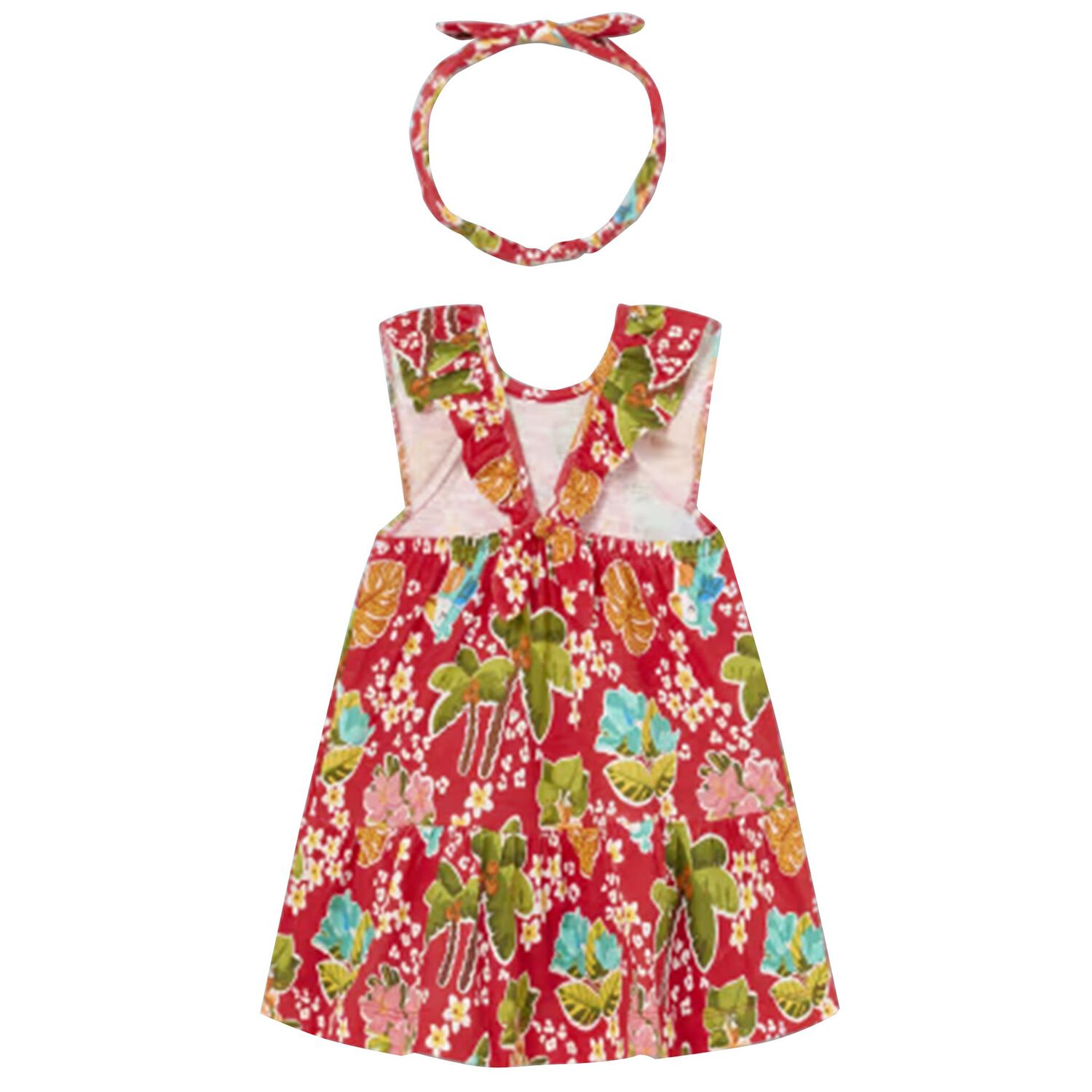 Younger Girls Red Floral Dress & Headband Set, 2, hi-res image number null