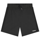 Boys Black Logo Shorts, 1, hi-res
