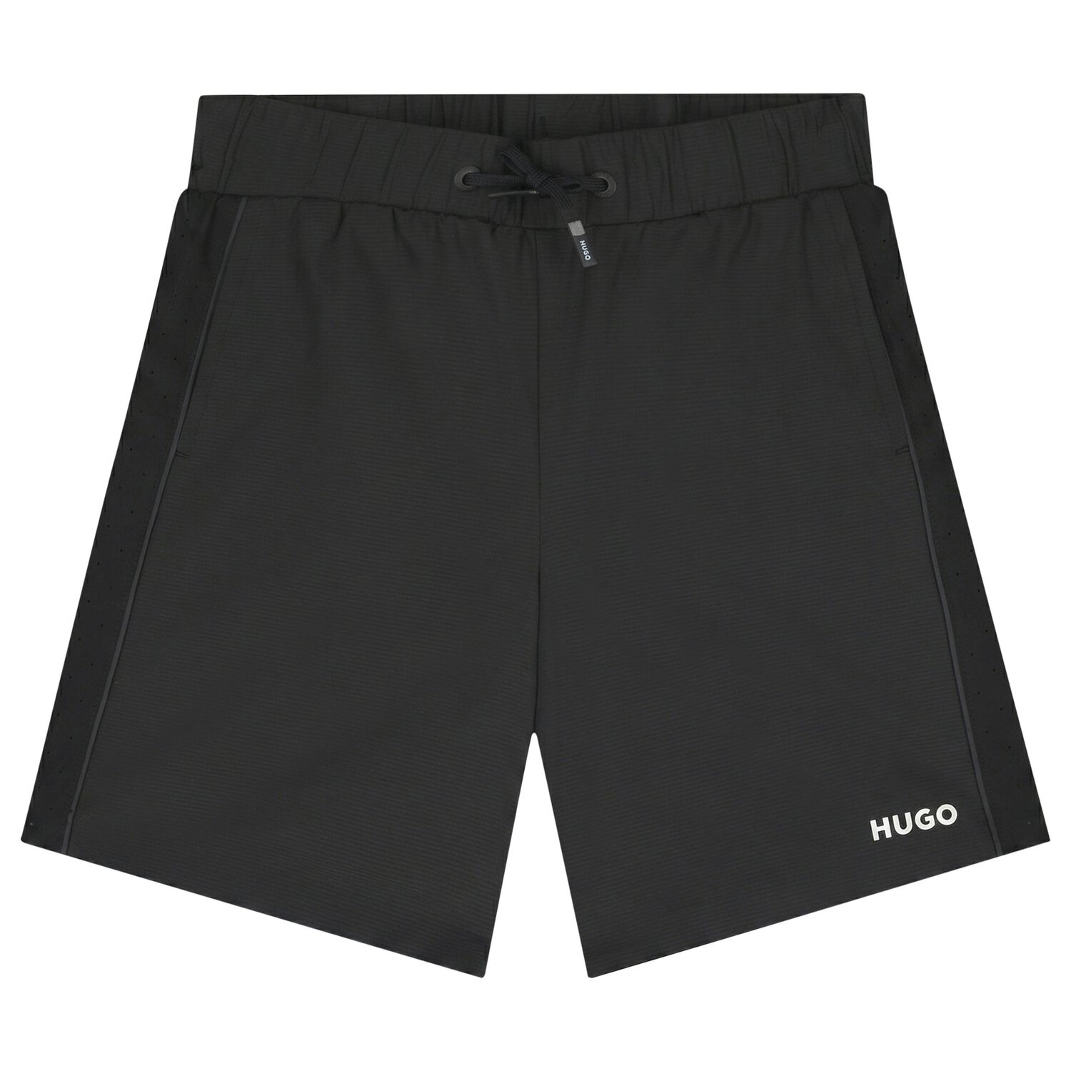 Boys Black Logo Shorts, 1, hi-res