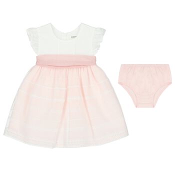 Baby Girls White & Pink Dress Set