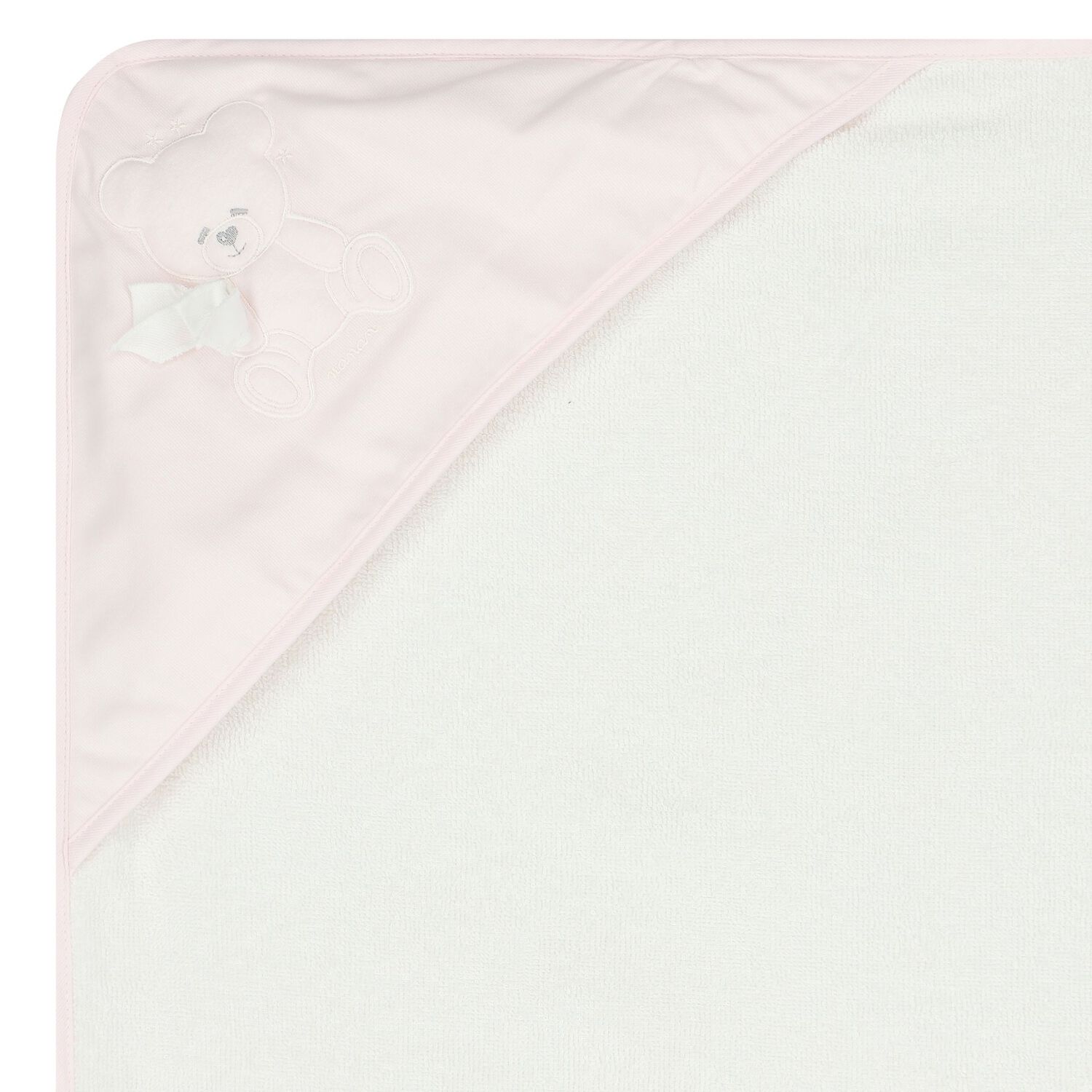 Baby Girls White & Pink Teddy Bear Hooded Towel, 1, hi-res image number null