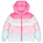 Girls Pink Logo Padded Puffer Jacket, 1, hi-res
