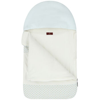 Baby Boys Ivory, Blue & Gold Pima Cotton Logo Nest