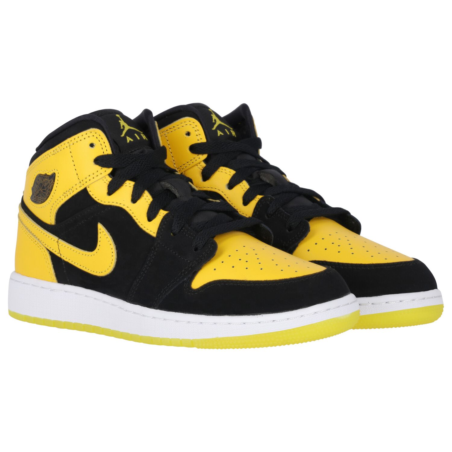Black, Yellow & White Air Jordan 1 Mid Trainers, 1, hi-res image number null