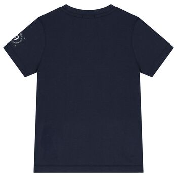 Boys Navy Blue & Gold Logo T-Shirt