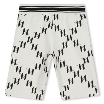 Boys Ivory & Black Logo Shorts