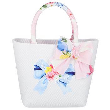 Girls Pink & Ivory Bow Hand Bag