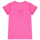 Girls Pink Teddy Bear Logo Dress, 2, hi-res